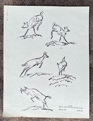 BAMBI DOE & STAG ACTION  Model SHEET DISNEY Animation Research PHOTOCOPY