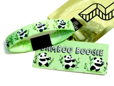 ZOX **BAMBOO BOOGIE* Silver Single Small MYS/FG Wristband w/card PANDAS