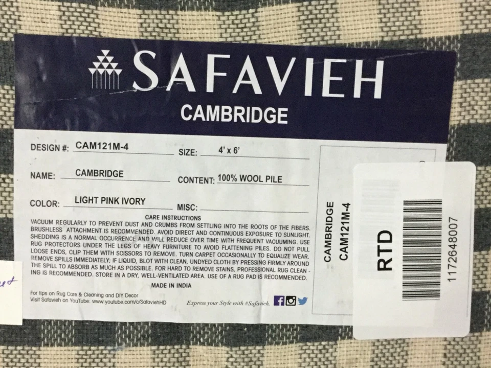 PINK / IVORY 4' X 6' Pulled Threads Rug, Reduced Price 1172648007 CAM121M-4 - Image 4 of 4