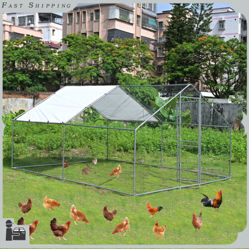 13x10X6.6 ft Large Metal Chicken Coop Hen Run House Spire Walk-in Cage Poultry - Picture 6 of 11