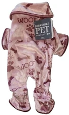 Berkshire Pet Super Soft Pink Woof, Paw Print Puppy/Dog Pajamas, XS, Sm, or Med.