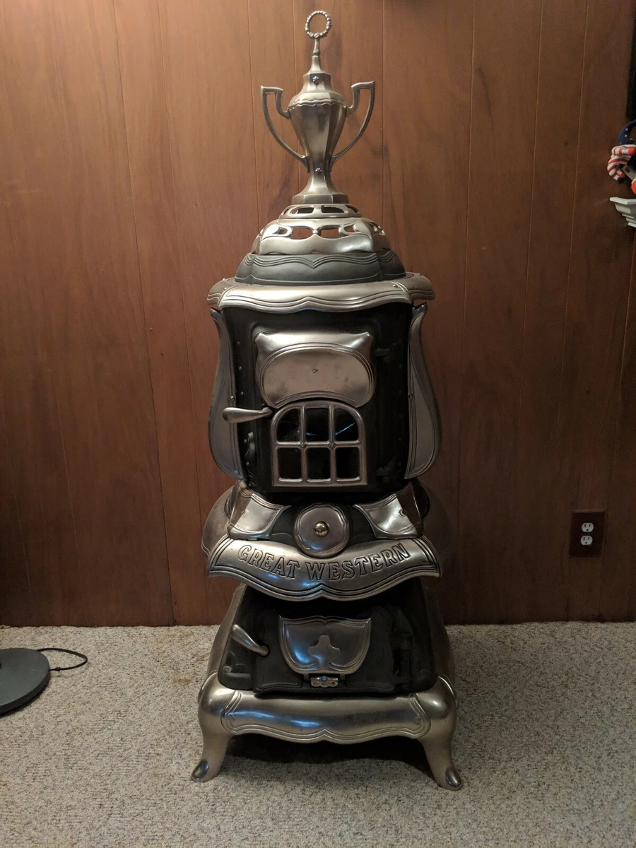 Antique (1870u0026#039;s) Great Western Cast Iron Wood Burning Parlor Stove |  eBay