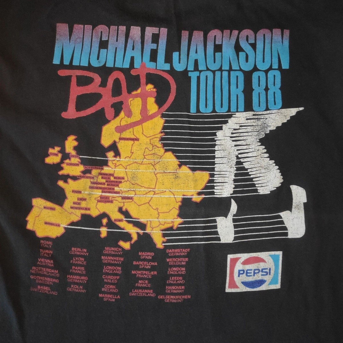 Rare Vintage Michael Jackson 1988 Bad Tour Cotton Merch Shirt