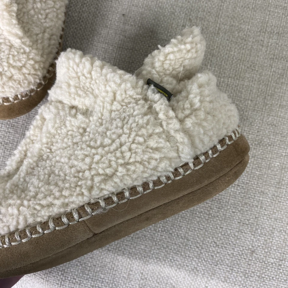 LL Bean 舒适拖鞋短靴儿童男女通用奶油色象牙色抓绒懒人夏尔巴 12-13 — 第 4/4 张图片