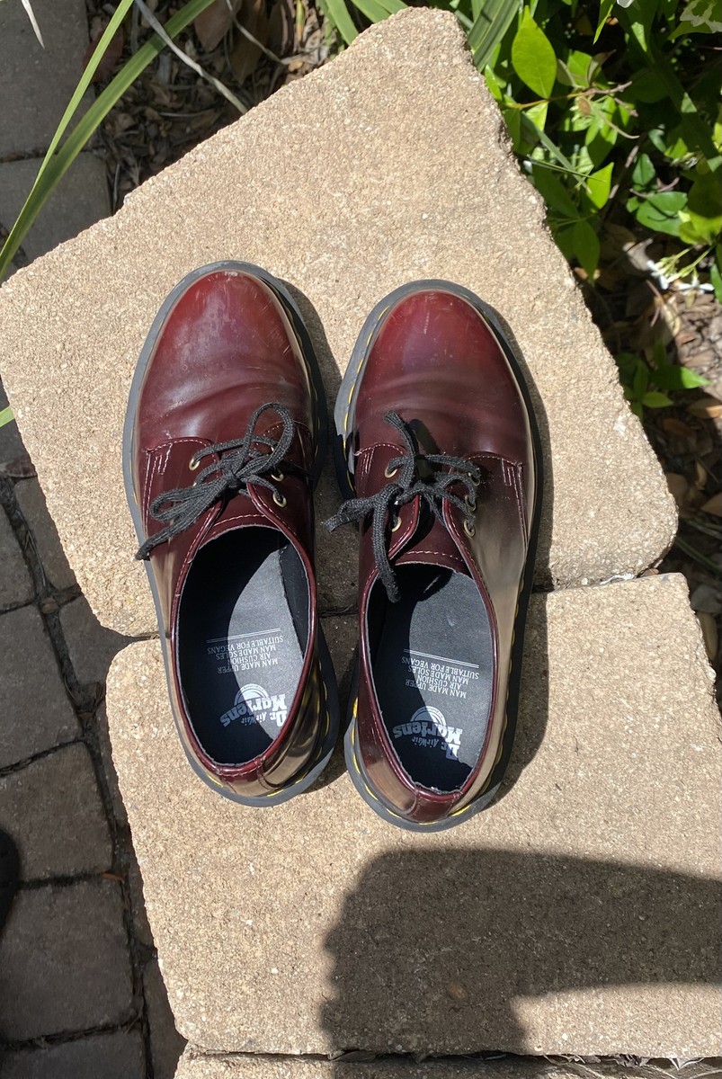 Doc Martens Vegan 1461 Oxford Shoes in Cherry Red [Pre-owned Doc Martens Vegan 1461 Oxford Shoes in Cherry Red [Pre-owned