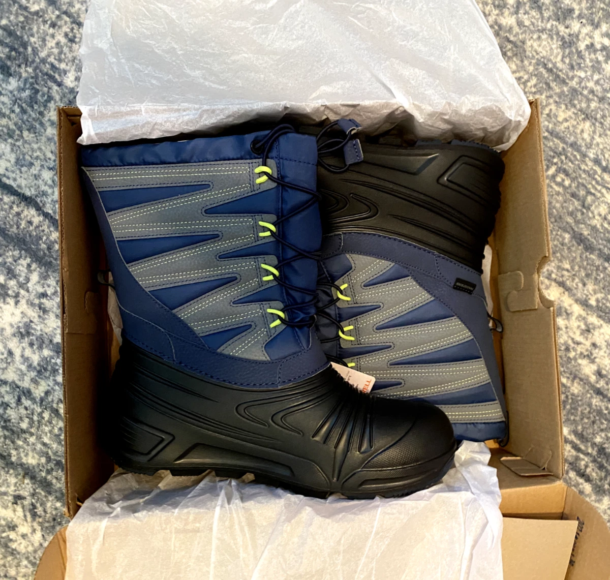 Merrell Snow Quest Lightweight Waterproof Boys Boots sz 7M Blue