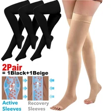Thigh High Medical Compression Stockings Varicose Veins Swelling Socks Open Toe