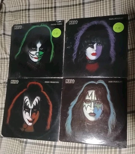 KISS 1978 Solo Albums Vinyl LP Set (4) WITH POSTERS Never Hung Vintage