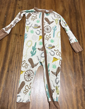 Little Sleepies Cowboy Western Print Zippy Pajama One Piece 12 18 Month