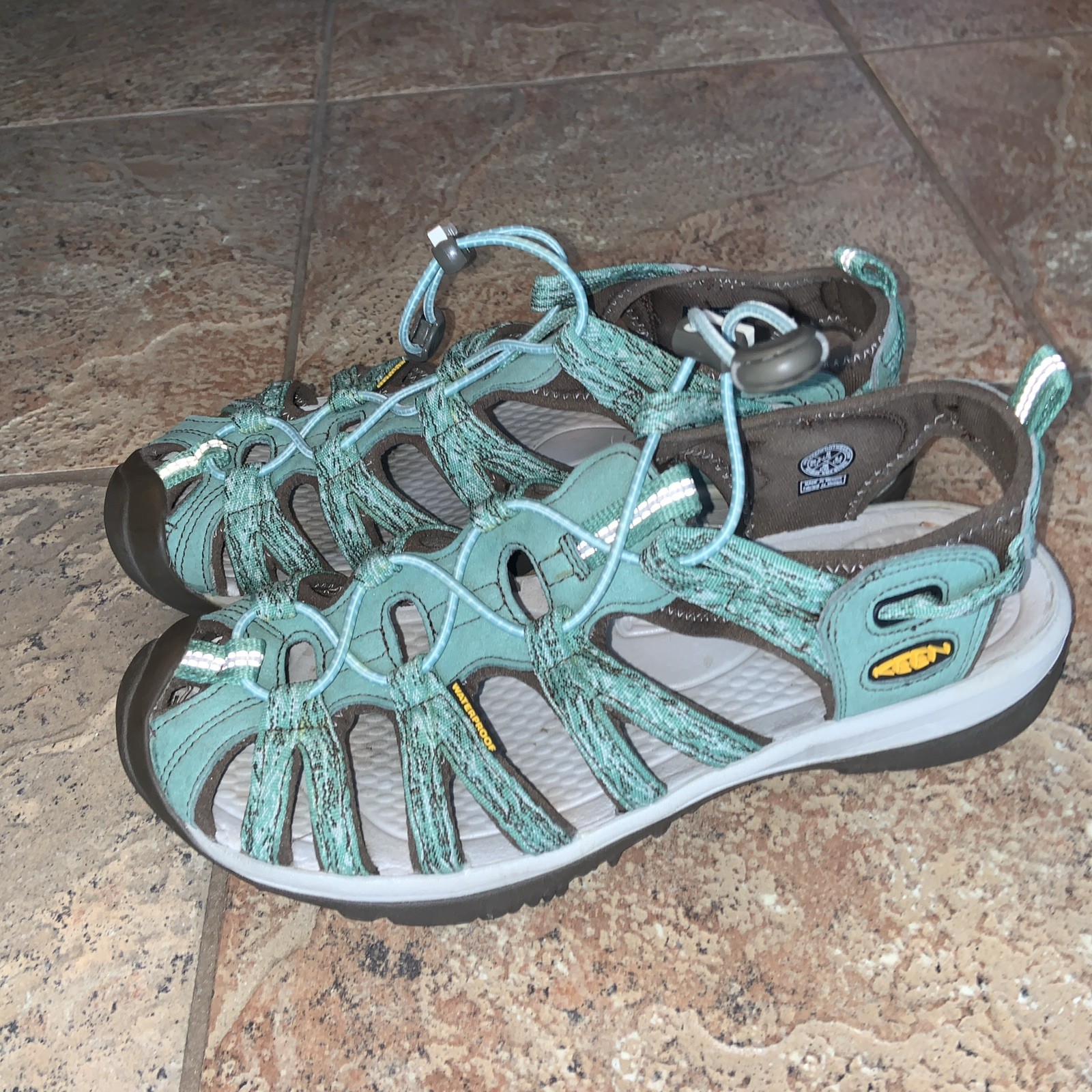 Sandali donna KEEN taglia 9 impermeabili escursionismo teal sussurro grigio nero??