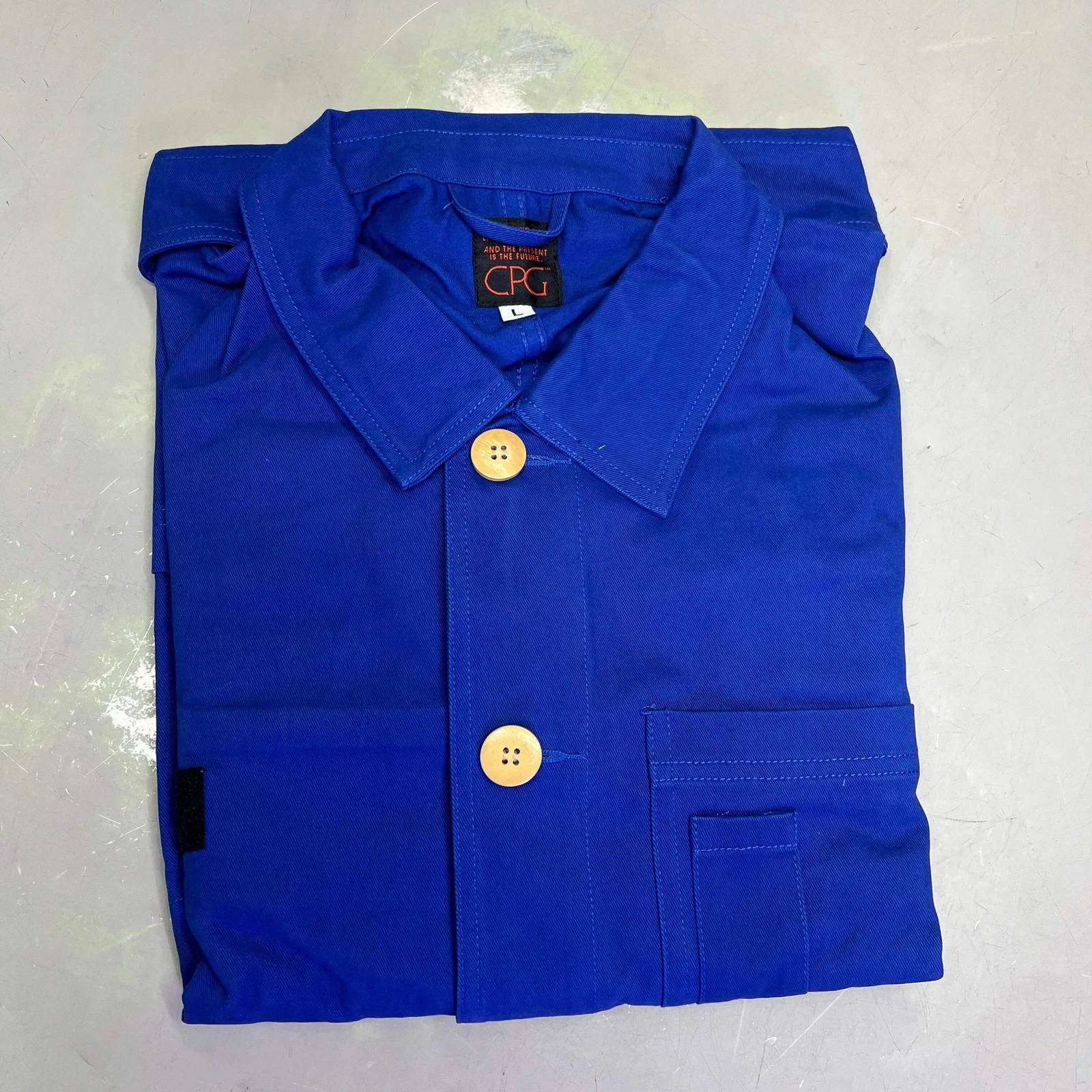 CPG CODEGRAPHY WORLDWIDE 4 Pocket Button Up Shore Coat Men's Sz L Blue - product detail image 7