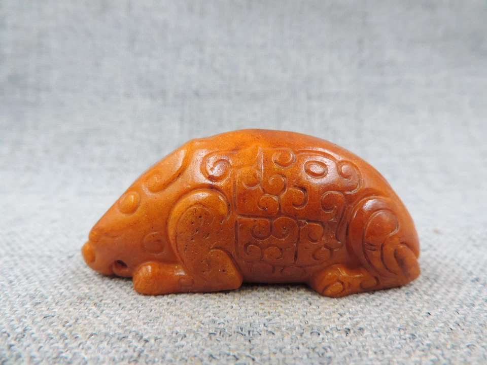 Ancient Chinese Hetian Jade Manual Sculpture Hand-carved Mythical Creatur I - Image 2 of 4