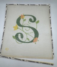 Vintage Floral Monogram Needlepoint Letter S-approx 8x8 Inch