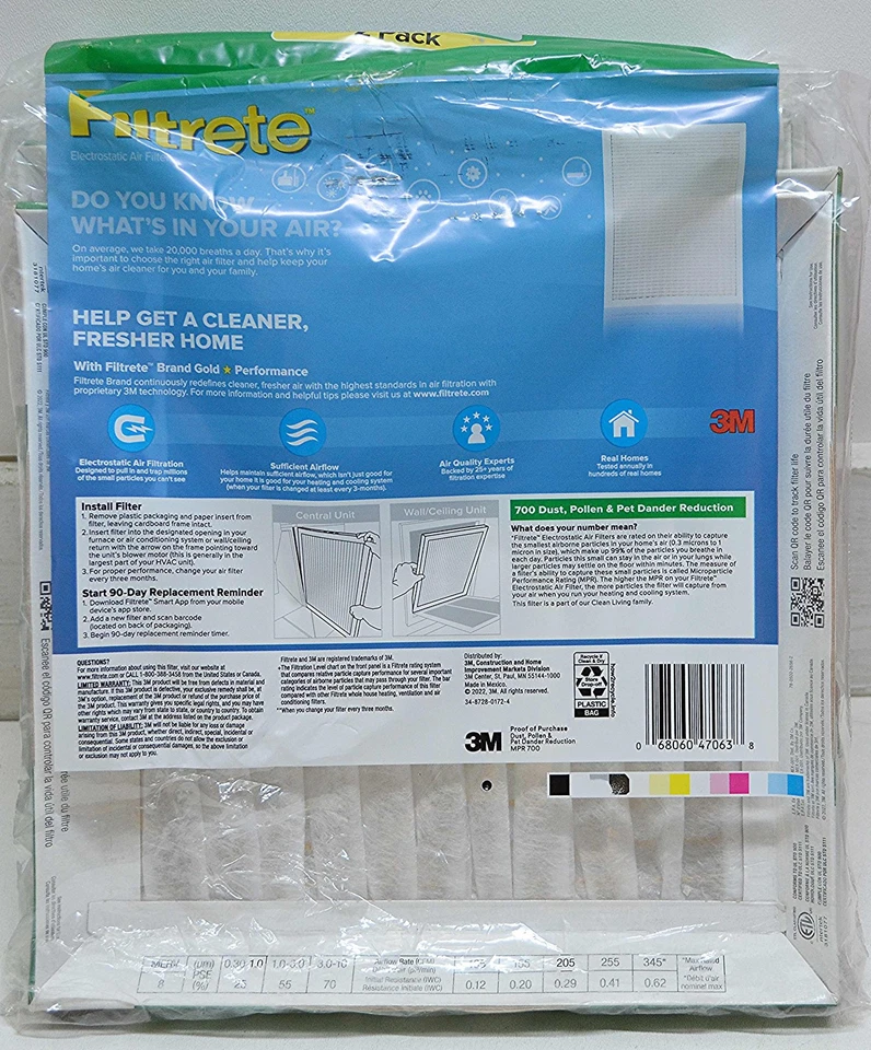 Filtros 3M Filtrete 700 dos paquetes de 2 sellados polvo polen y caspa de mascotas reducción Foto 2 de 2