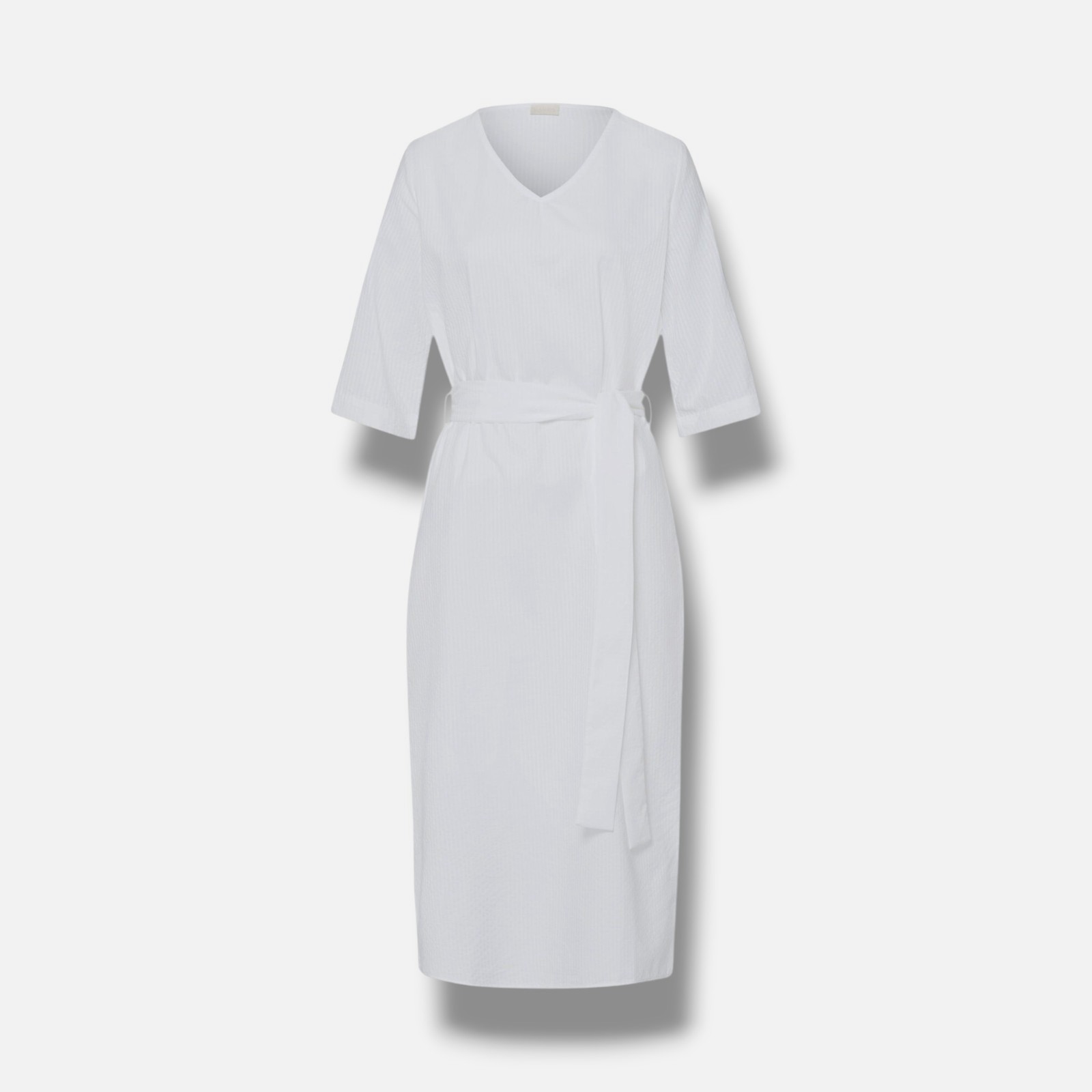 Hanro Women's Urban Casuals Ivory Cotton Belted MIDI-Dress Size S