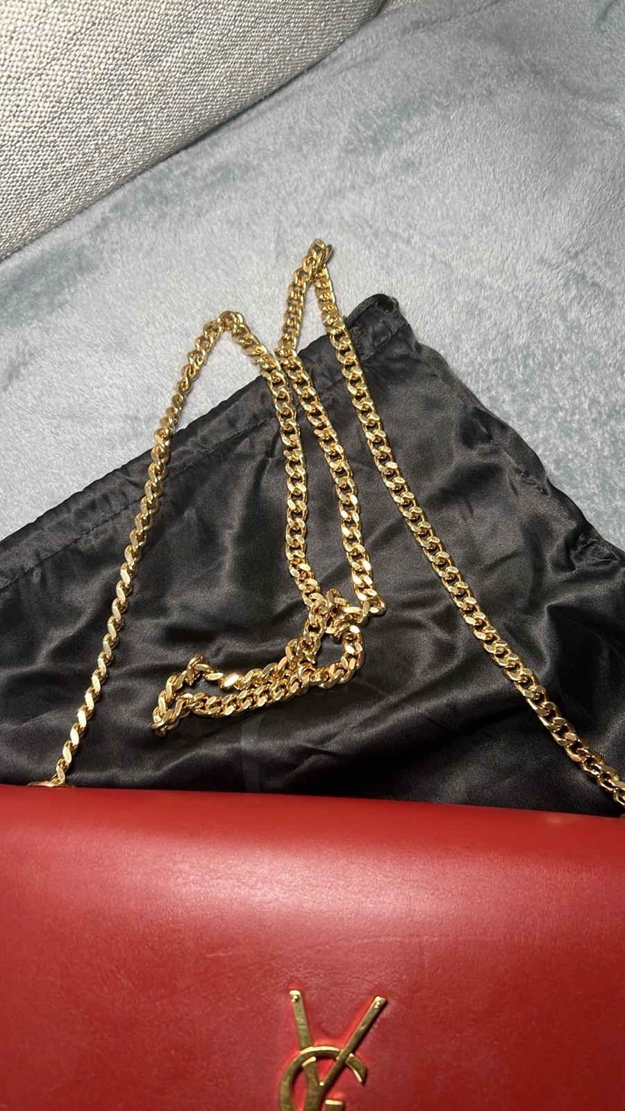 Pochette Yves Saint Laurent oro rosso con nappa tracolla borsa a tracolla