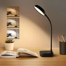 Battery Desk Lamp Light,Black,Cordless desk lamp rechargeable,Small gooseneck...