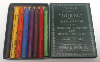 VINTAGE 1926 1934 ORIGINAL BINNEY & SMITH No. 208 "DUREL" HARD CRAYON SET OF 8