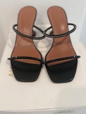 Amina Muaddi Gilda Slipper - Nappa Black Jet Crystals - EU38  US Size 7.5 