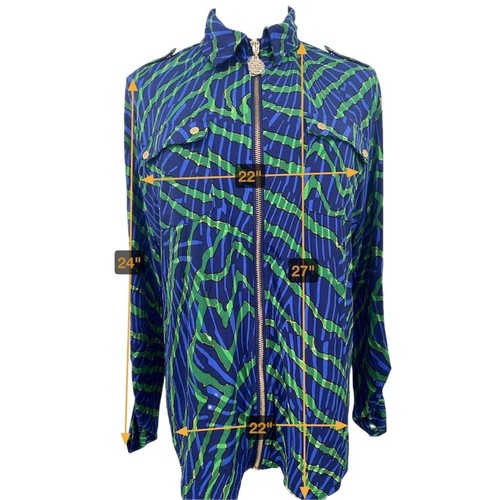 Anne Klein Women's Animal Print Jacket Size M Zip Blue Gold Top NEW - Picture 13 of 14