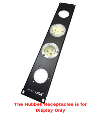 2U Space 12ga Heavy Rack Panel w/ 4 HUBBELL Flanged Twist Receptacle or Inlet