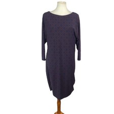 Lauren Ralph Lauren Womans Strwtchy Dress Size 8 Maroon Blue Diamond Pattern