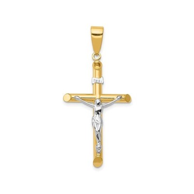 Diamond2Deal Gift for Mothers Day 14K Yellow Gold Two-tone Hollow Religious C...