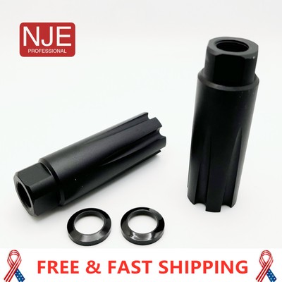 2 Pack 1/2x28 TPI Thread Muzzle Brake Combo Anodized Black  For .22 223 5.56