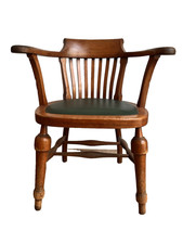 Antique Vintage Victorian Edwardian Smokers Elbow Chair Faux Leather Seat Pad