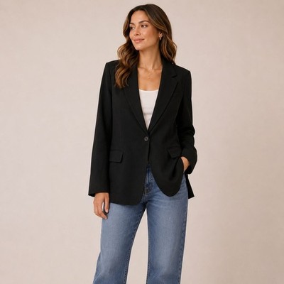 NWT SPANX Carefree Crepe Womens Blazer Classic Black Size 2X 2T Plus Interview
