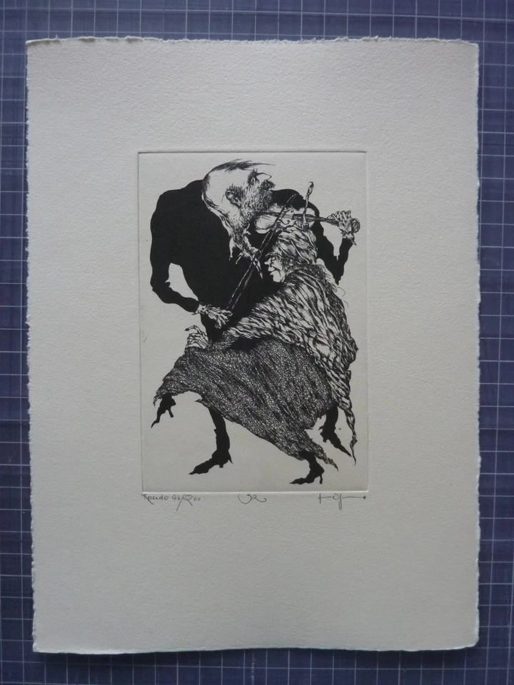 GERTRUDE DEGENHARDT - Original Radierung 1977 "Tänzer & Musikanten" HANDSIGNIERT - Bild 2 von 3