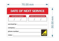 Gas Appliance Service Labels, Size 70mm x 50mm, For Gas Boiler, Gas Fire Service