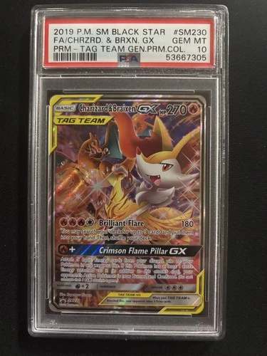 CHARIZARD & BRAIXEN GX TAG TEAM PSA 10 2019 POKEMON BLACK STAR SM230 FULL ART