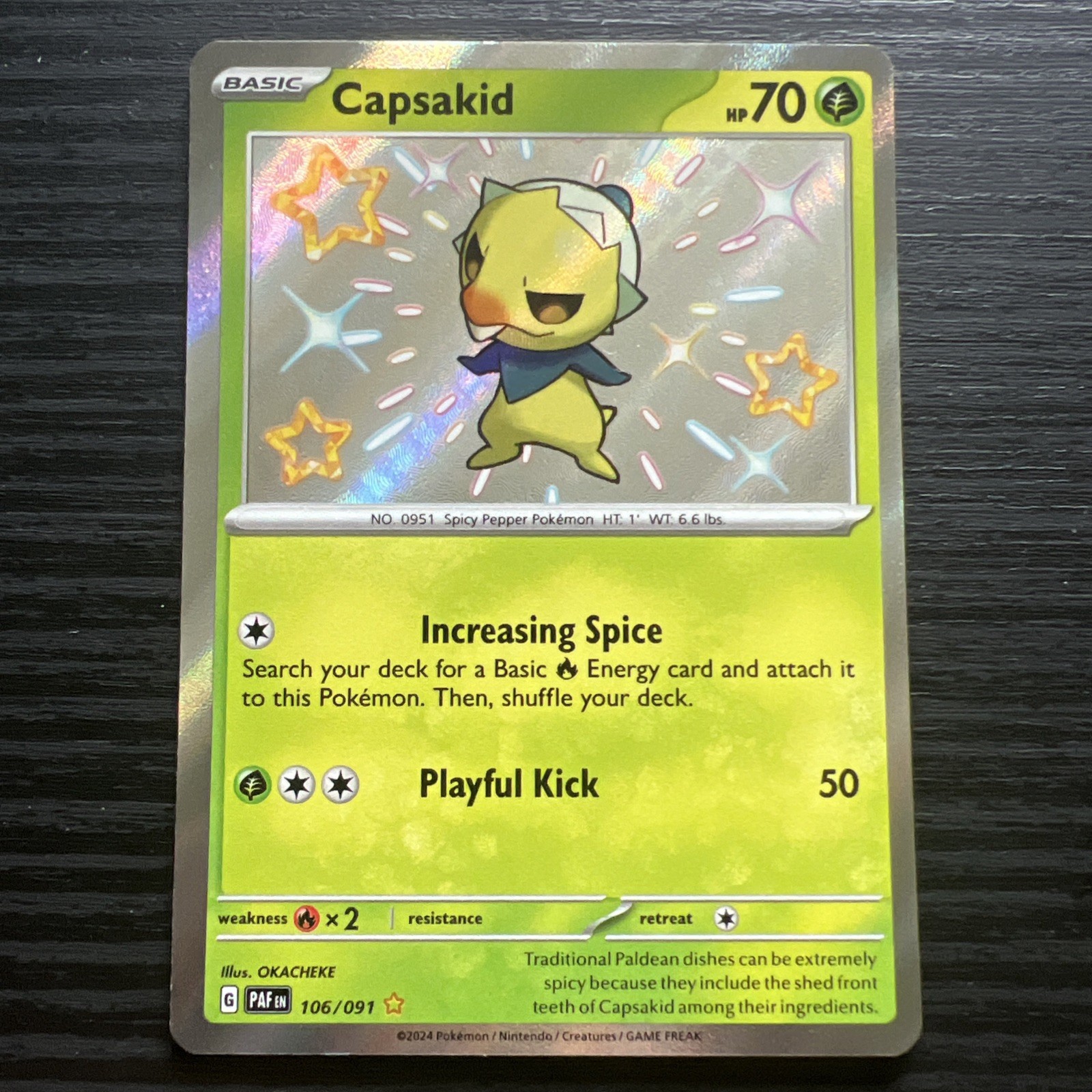 Capsakid 106/091 Shiny Rare Paldean Fates Pokemon Holo NM