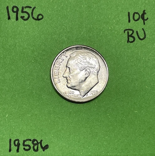 1956 P Roosevelt Dime 10c BU Uncirculated Mint State 90% Silver