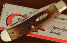 CASE XX USA 5 DOT 1995 JIGGED BROWN BONE TRAPPER KNIFE 6254 SS FULL SIZE (29583)