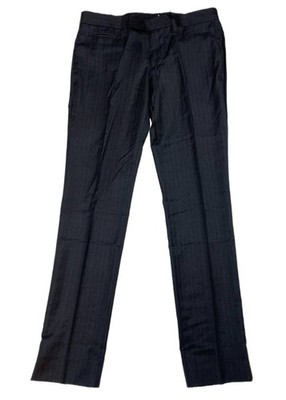 BLK DNM Herren Graue Gestreifte Wollanzughose Größe 48 US 32 NWT