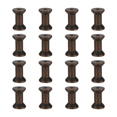 16 Pcs 1.2''x2'' Small Empty Thread Spools, Coffee Color, for DIY Sewing Crafts