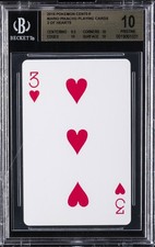 2016 MARIO PIKACHU PLAYING CARDS POKEMON CENTER 3 OF HEARTS BGS 10