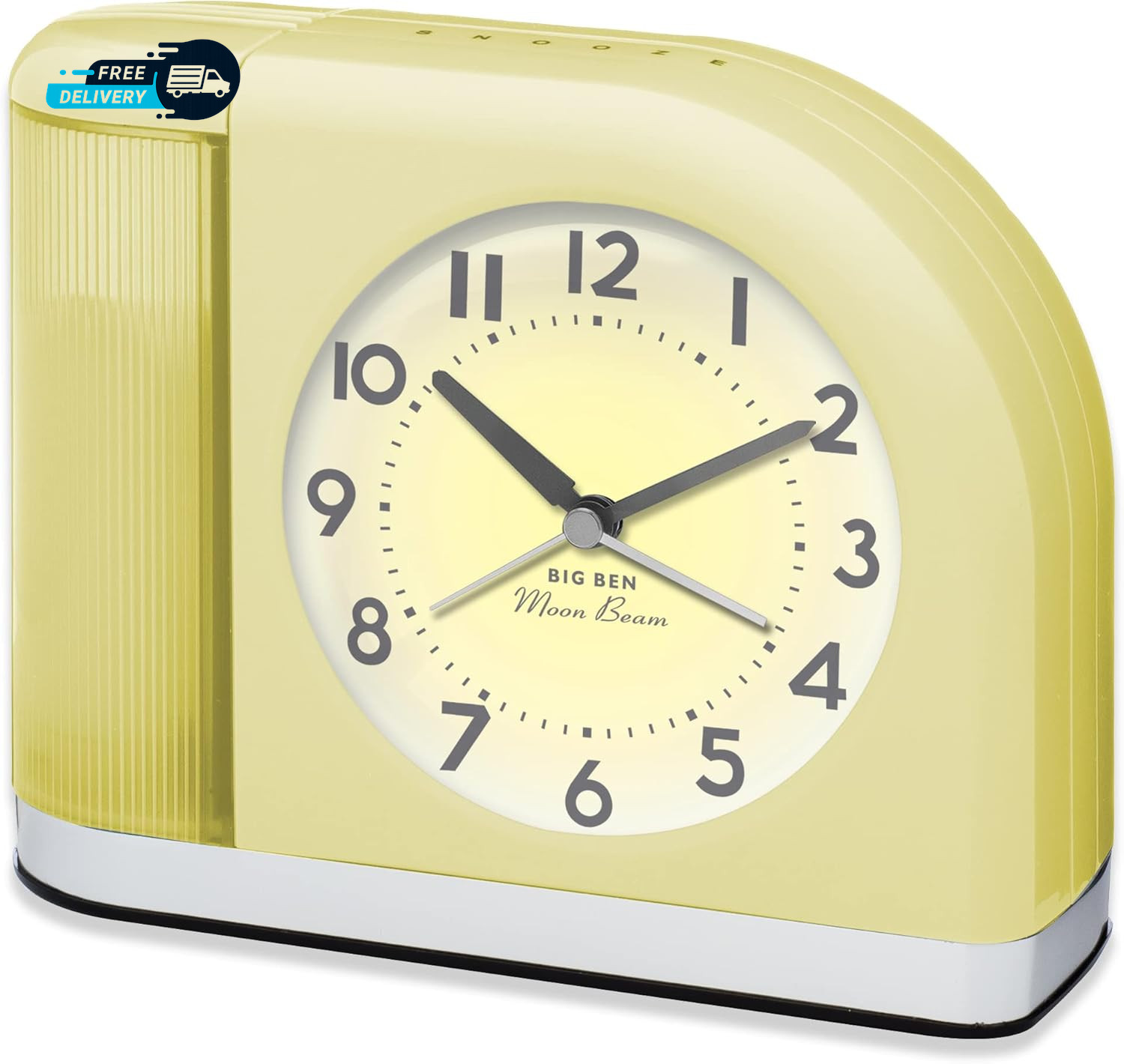 Big Ben Moon Beam Quartz Analog Alarm Clock Yellow with USB 44000Y