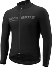 ROCKBROS Cycling Jersey Men Long Sleeve Bike Shirt w/Full Zipper & Rear Pockets