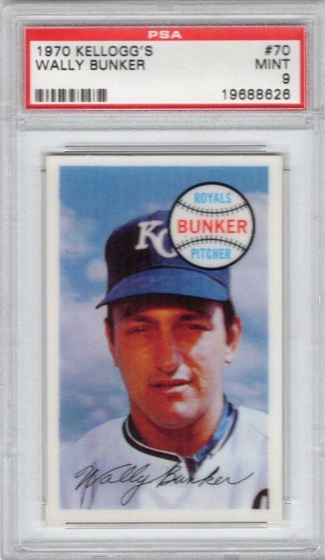 1970 Kellogg's Set-Break # 70 Wally Bunker PSA 9 MINT