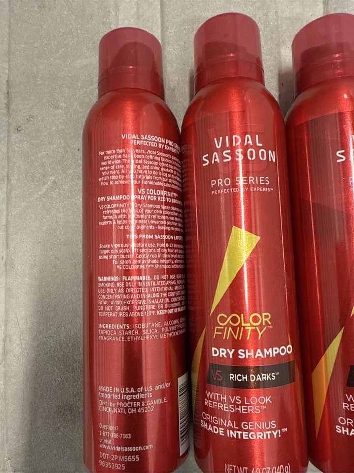 New Vidal Sassoon Color Finity RICH DARKS Dry Shampoo 4.9 oz ~ Discontinued X3 - Image 3 of 3