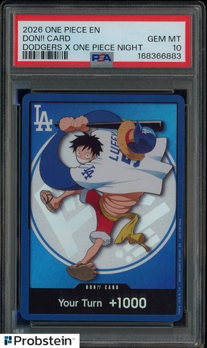 2026 DODGERS x ONE PIECE NIGHT MONKEY D LUFFY DON!! CARD PROMO PSA 10 GEM MINT