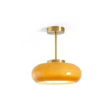Modern Pedant Lamp Yellow Ceiling Light 1-Light Kitchen Island Living Room Bar