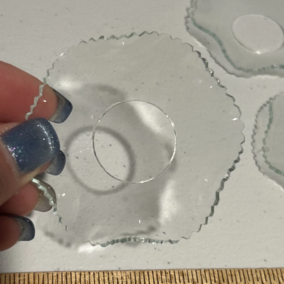 3 bobeches vintage de borde de vieira con volantes transparentes Foto 4 de 4