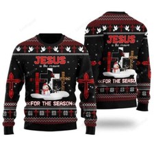 Jesus The Reason for The Season Ugly Christmas Sweater, Happy Holiday Xmas Gift