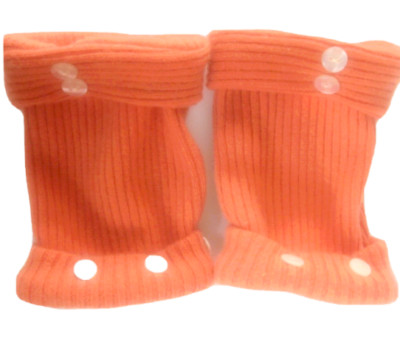 FINGERLESS GLOVES ORANGE 100% CASHMERE M - L MEDIUM LARGE ARM WARMERS MITTENS