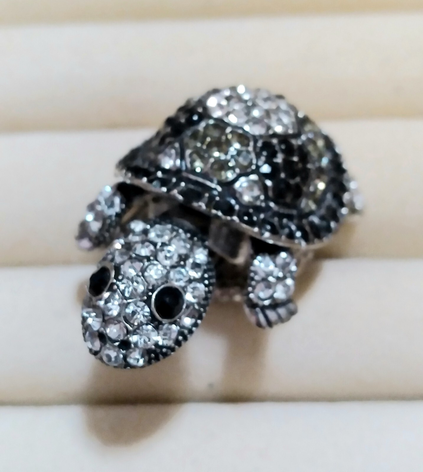 Adjustable Large Wiggle Turtle Ring Black Gray & … - image 15