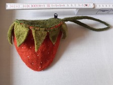 Portemonnaie Filz Tasche Filzbörse Reißverschluss Erdbeere Unikat Wolle Nepal